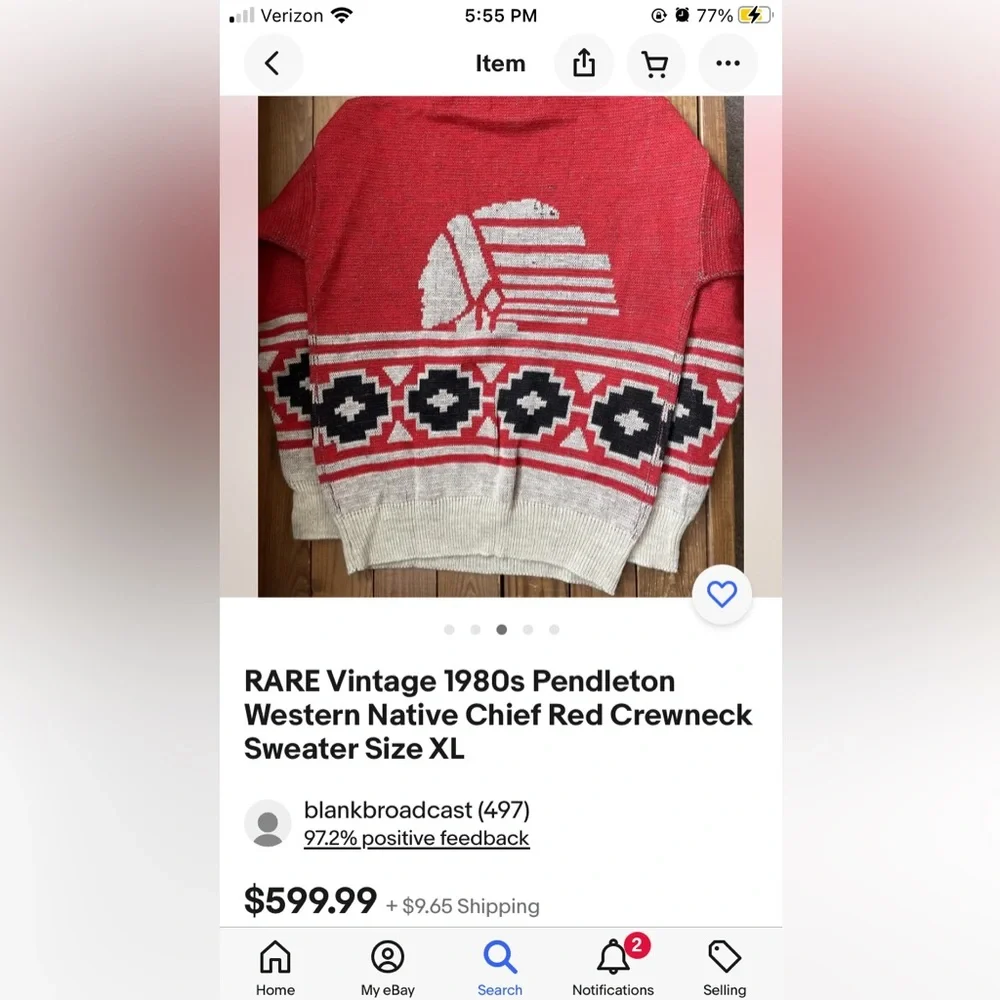 Vintage 70s 80s RARE Pendleton Wool Sweater with Western Motif - Picture 12 of 12